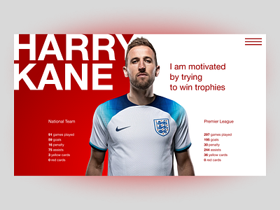 Harry Kane. Main Page design football harrykane kane landing ui web webdesign