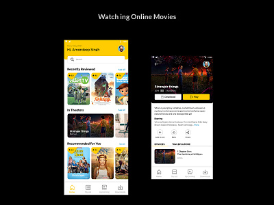 Online Movie Watch app design ui ux