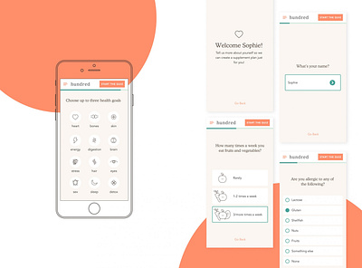 Hundred online survey brand design brand identity branding design energy eyes health heart icon icons illustration sleep startup stress supplements survey ui uidesign website website design