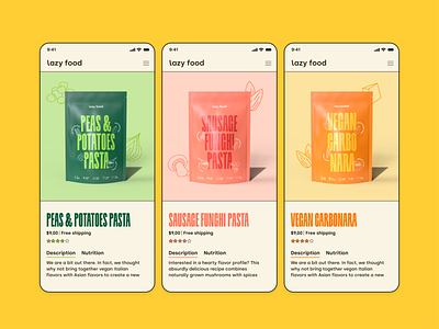 Lazy food web e-commerce food food branding food web design illustrations packaging design pasta branding web design