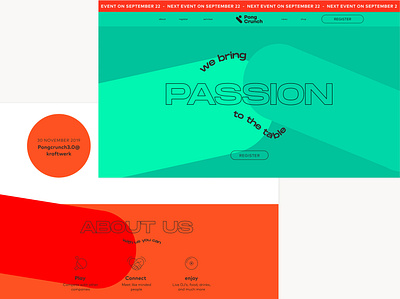 Pongcrunch homepage berlin brand design brand identity branding logo pingpong startup table tennis typography ui vector web website website design