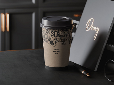 Paper Craft Coffee Cup Mockup PSD