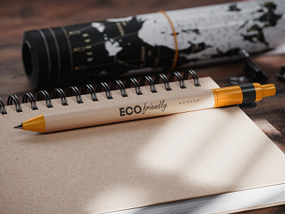 Eco Kraft Pen Branding Mockup PSD