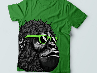 Ambronite Gorila's design animal black and white company gorila green hand drawn lines mascot neon t shirt