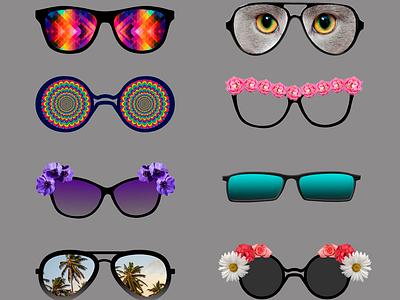 Eyewear Sticker pack app cat collage eyewear flowers funny hipster imessage ios10 iphone sticker pack sunglasses