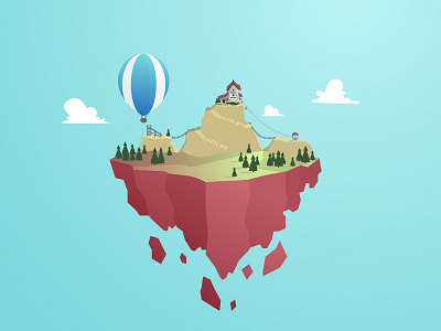 Floating Island animation floating island hot air balloon illustration island vector