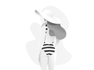 Lady on Beach affinity beach designer female grey hat illustration white woman