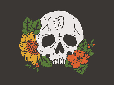 Skull drawing floral illustration skull