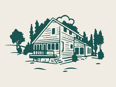 Tan Cottage cottage drawing illustration vector woods