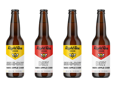 Right Bee Bottles alcohol beer beer can chicago hard cider illustration label label design logo mockup product design