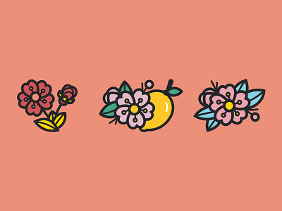 Cherry Blossom Icons cherry blossom cider design floral flower hard cider icon illustration lemon vector