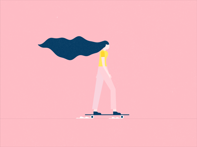 Skater animation gif girl hair illustrator skater smoke woman