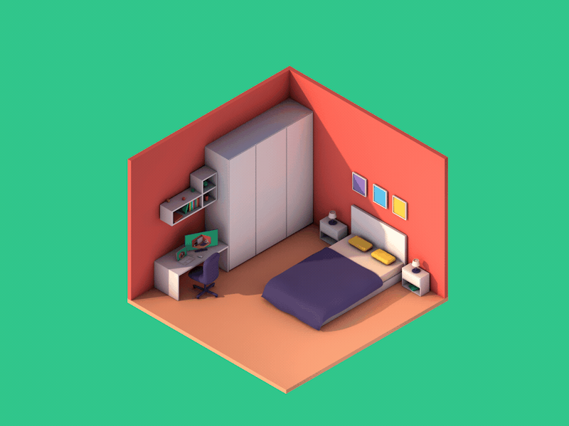 isometric 3d room