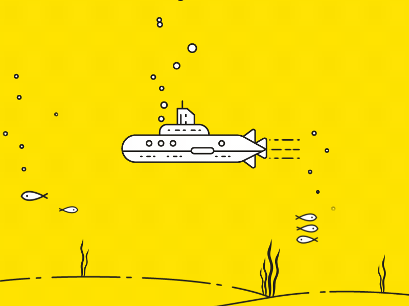 Outline Illustration animation 4 animation app bubble fish gif illustration interaction seagrass submarine ui ux