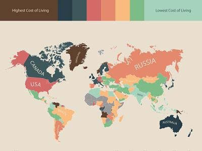Cost of Living Map Around the World infographic infographics map