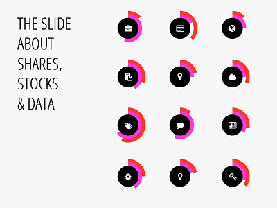 Stock Piecharts charts datavis design flat fontawesome icons infographics neon pie pie-charts