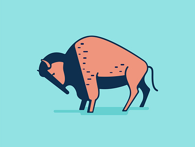 Buffalo bison buffalo design flat icon illustration retro vector
