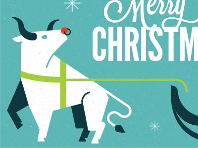 Christmas Card bull card christmas design holiday illustration reindeer rudolph sleigh star