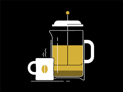 French Press coffee coffee cup coffee mug french press french press coffee gold illustration mug mugs vector vector illustration