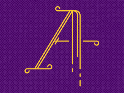 A cap design drop illustration initial lettering purple