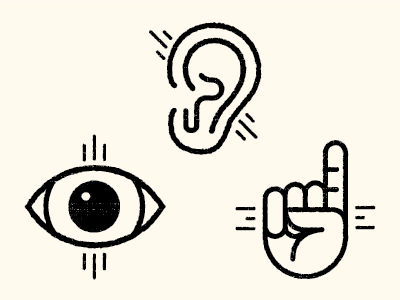 Trifecta ear eye hand icon illustration symbol
