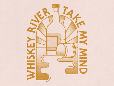 Whiskey River adobe illustrator design gold illustration pink retro texture true grit texture supply typography vector vector art vintage willie nelson