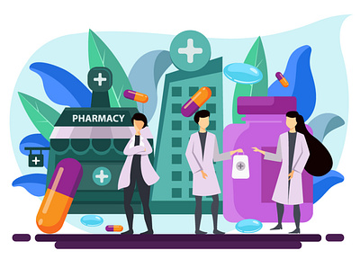 Doctor Pharmacy Flat Illustration branding corona design doctor flat gradient color icon illustration logo medicine modern pharmacy trend ui ux vector