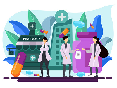 Doctor Pharmacy Flat Illustration