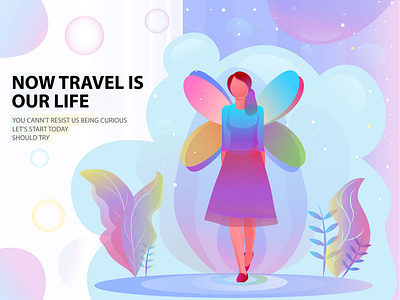 Girl Illustration branding design girl gradient color landing page nature illustration web