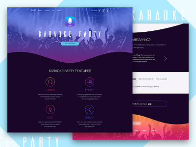 Landing page for Karaoke Party Mobile App graphic interface ios landing page ui ux web design website