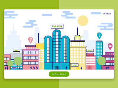 Onboarding screen, illustration for real estate agency agency buildings flat illustration on boarding outline property real estate tour