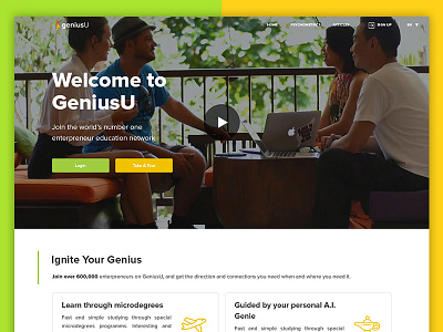 Website GeniusU - entrepreneur education platform clean modern simple ui ux web interface webdesign website