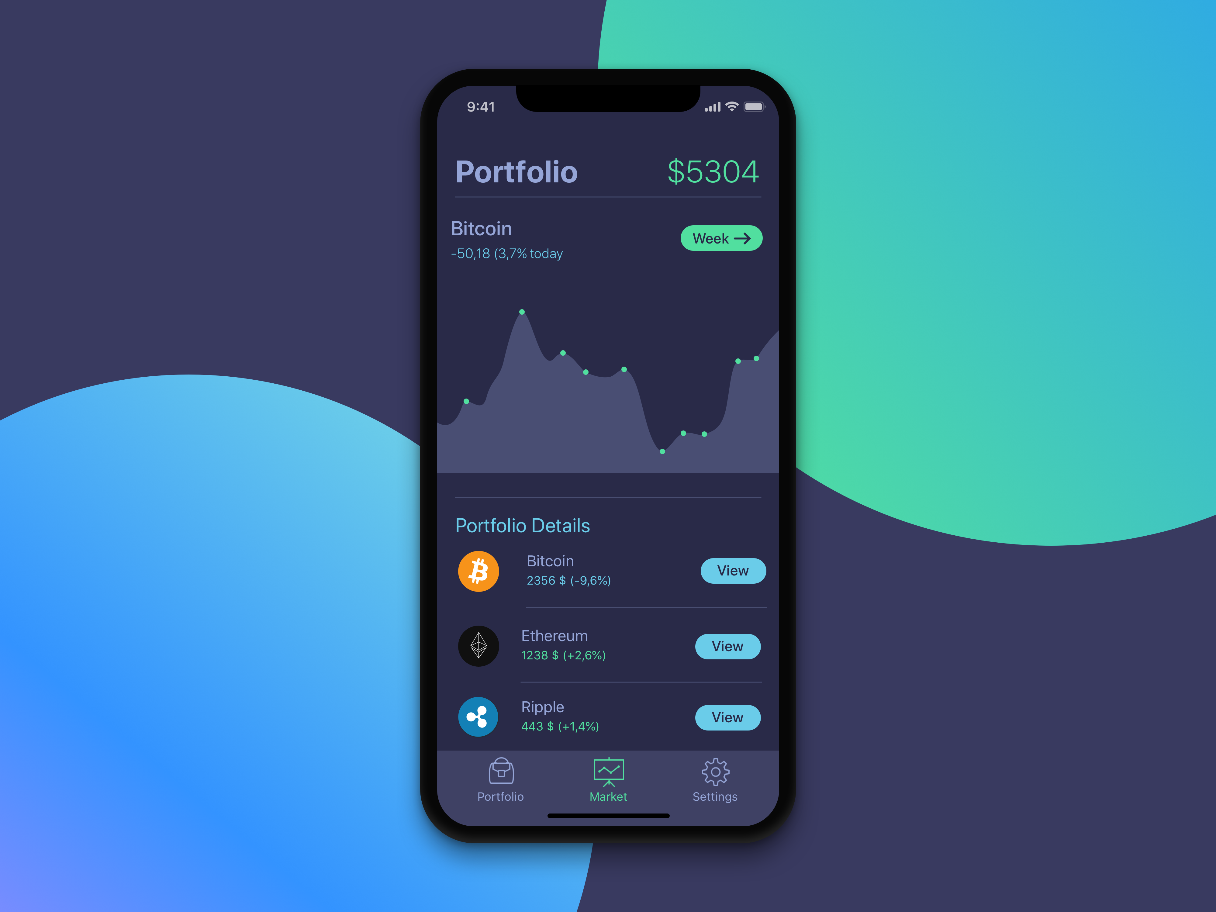 Download iPhone X design dark - Portfolio Screen for Cryptocurrency ...