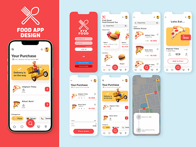 FOOD APP Design app design food illustration landing page store template ui ux vector