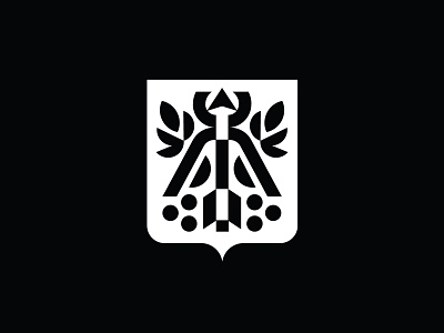 Coat of arms Izhevsk arms arrow branding city coat of arms logo minimalism monoline plant shield