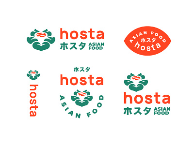 Hosta asia delivery flower food label leaf logo plant sushi wok