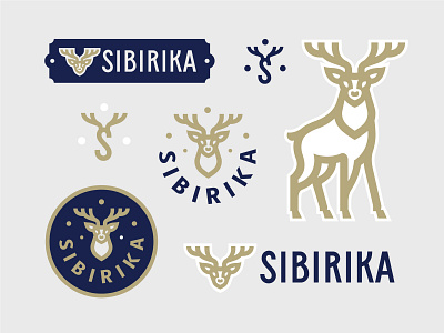 Sibirika animal branding business deer food geometry horns label logo minimalism monogram s monoline round snow stickers
