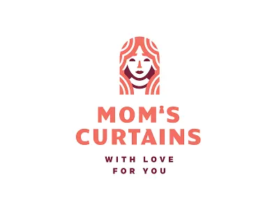 Mom's Curtains arch branding curtain face geometry girl hair home logo love minimalism mom monoline mother woman