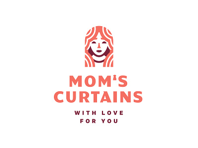 Mom's Curtains arch branding curtain face geometry girl hair home logo love minimalism mom monoline mother woman