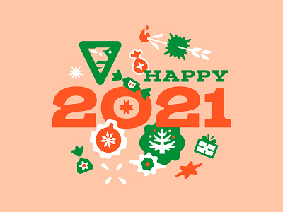 Happy 2021 2021 bull christmas christmas tree gift happy holyday identity illustration logo new year snow sticker sweet winter