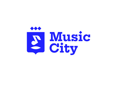 Music City arms city coat of arms crown dynamic geometry identity light logo minimalism music note shield shop sound