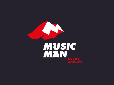 Music Man agency cloak event festive lightning logo logotype man monogram music superhero