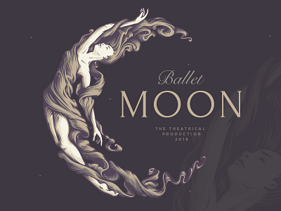 Ballet Moon ballet choreography cloth dance engraving fly girl illustration logo moon naked theater women