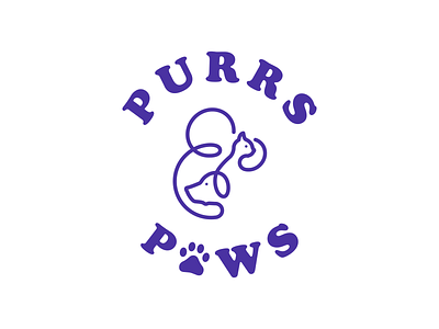 Purrs & Paws cat dog logo paws pet pet grooming purr