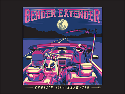 Bender Extender Album Cover beer devil drive grim reaper metal midnight moon rock satan