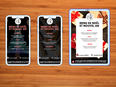Christmas and New Year's menus for the Platinum Café restaurant branding graphic design