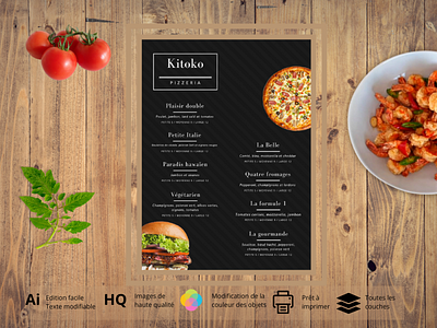 Restaurant menu branding graphic design