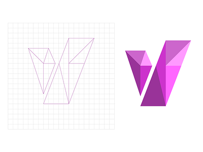 V Geo 2 branding character clean concept flat grid design identity letters logo purple shapes vector