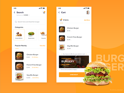 Food delivery App UI checkout dailyui dailyuichallenge food delivery app mobile app mobile app design mobile ui redesign concept search bar uichallenge