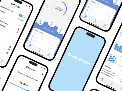 UI - Drink Water app app blue design ui ux